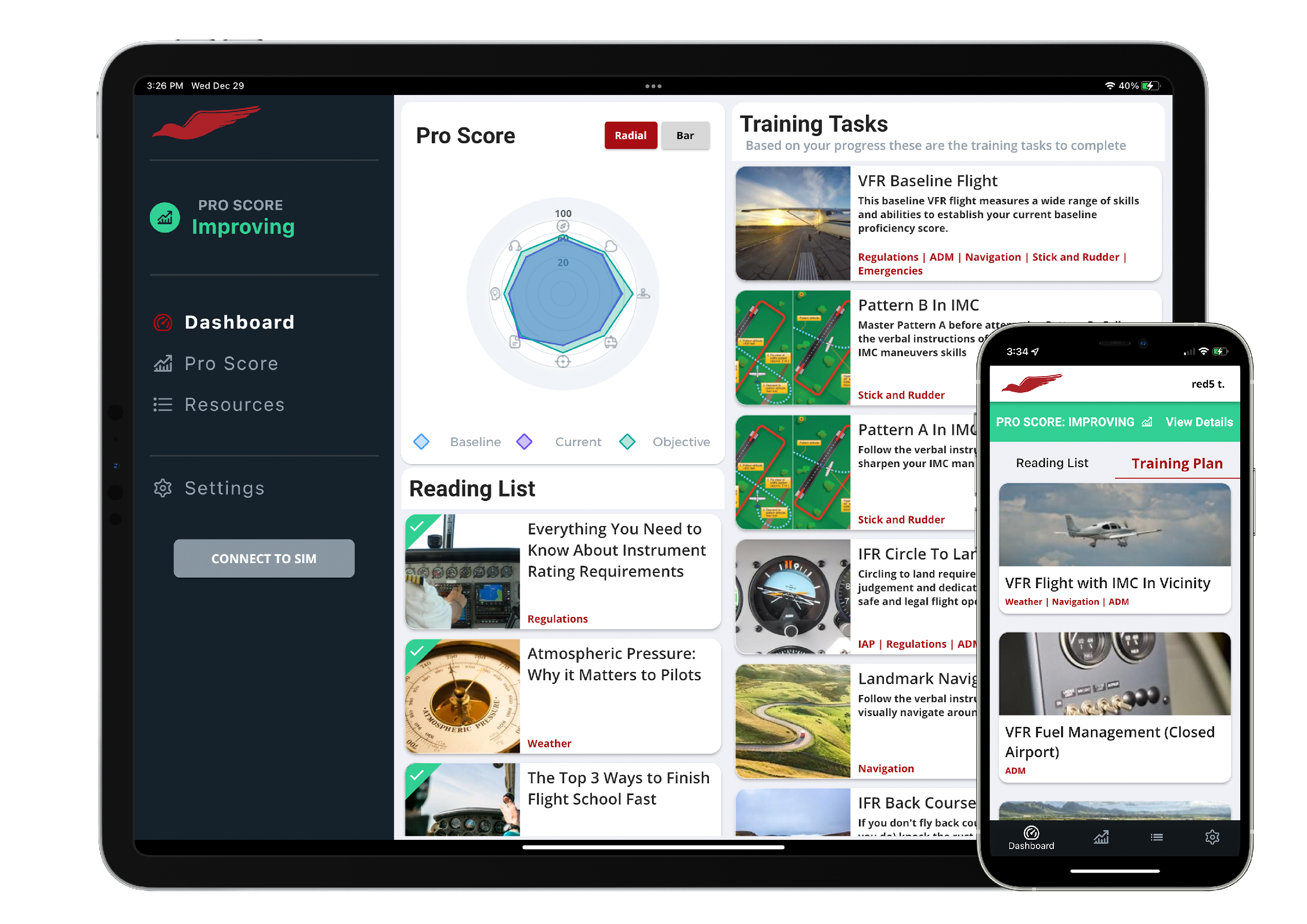 Redbird Pro on iPad and iPhone